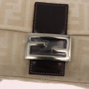 FENDI Zucca Canvas Mamma Baguette Shoulder Bag Beige Silver Auth 185664A-18