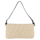 FENDI Zucca Canvas Mamma Baguette Shoulder Bag Beige Silver Auth 185664A-2