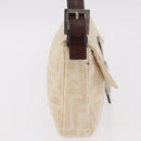 FENDI Zucca Canvas Mamma Baguette Shoulder Bag Beige Silver Auth 185664A-4
