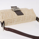 FENDI Zucca Canvas Mamma Baguette Shoulder Bag Beige Silver Auth 185664A-6