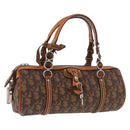 Christian Dior Trotter Canvas Romantic Chain Bag PVC Brown Silver Auth 185666SAM-1