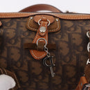Christian Dior Trotter Canvas Romantic Chain Bag PVC Brown Silver Auth 185666SAM-16
