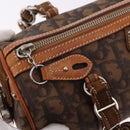 Christian Dior Trotter Canvas Romantic Chain Bag PVC Brown Silver Auth 185666SAM-17