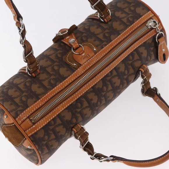 Christian Dior Trotter Canvas Romantic Chain Bag PVC Brown Silver Auth 185666SAM