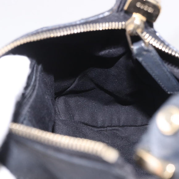GUCCI GG Canvas Abbey Shoulder Bag Black Gold 190525 Auth 185668V
