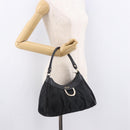 GUCCI GG Canvas Abbey Shoulder Bag Black Gold 190525 Auth 185668V-25
