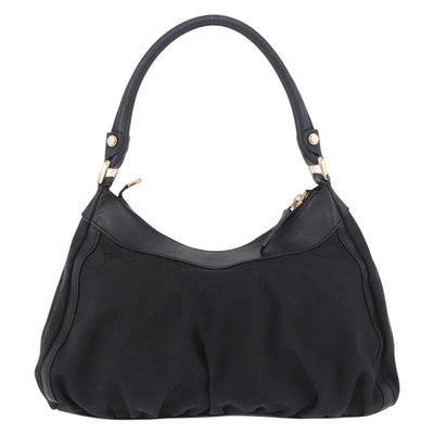 GUCCI GG Canvas Abbey Shoulder Bag Black Gold 190525 Auth 185668V - 0