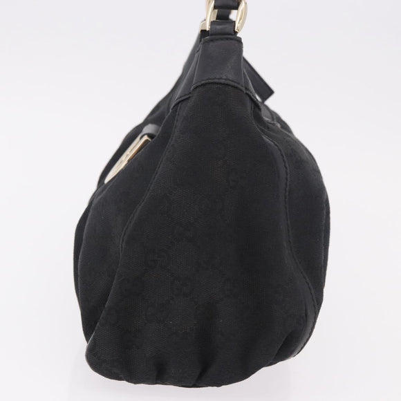 GUCCI GG Canvas Abbey Shoulder Bag Black Gold 190525 Auth 185668V