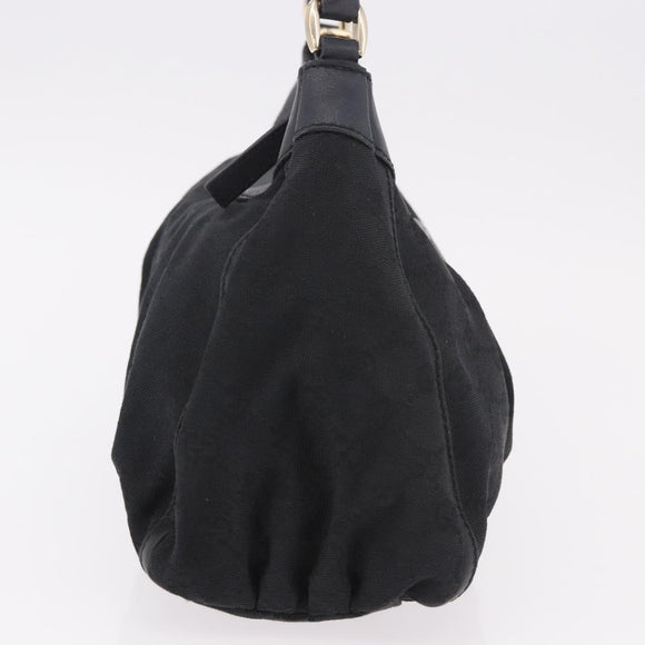 GUCCI GG Canvas Abbey Shoulder Bag Black Gold 190525 Auth 185668V