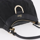 GUCCI GG Canvas Abbey Shoulder Bag Black Gold 190525 Auth 185668V-6