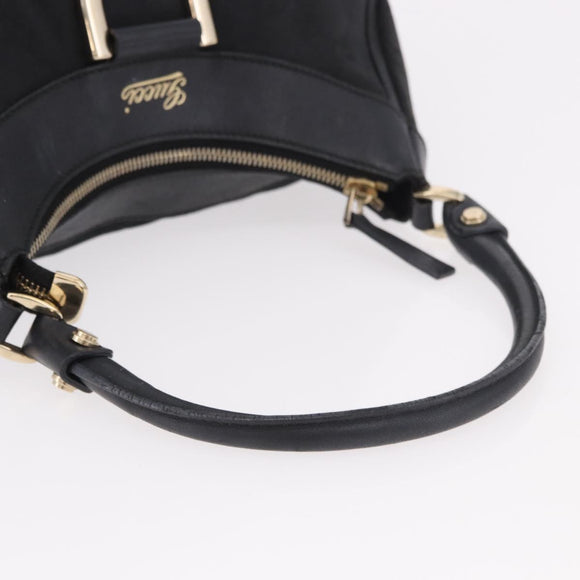 GUCCI GG Canvas Abbey Shoulder Bag Black Gold 190525 Auth 185668V