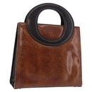 Christian Dior Hand Bag Leather Brown Silver Auth 185670V-1