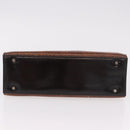 Christian Dior Hand Bag Leather Brown Silver Auth 185670V-10