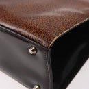 Christian Dior Hand Bag Leather Brown Silver Auth 185670V-12