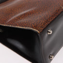 Christian Dior Hand Bag Leather Brown Silver Auth 185670V-13