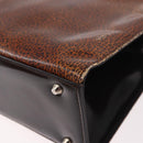 Christian Dior Hand Bag Leather Brown Silver Auth 185670V-14