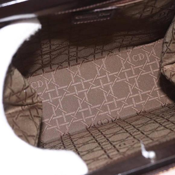 Christian Dior Hand Bag Leather Brown Silver Auth 185670V