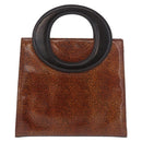 Christian Dior Hand Bag Leather Brown Silver Auth 185670V-2