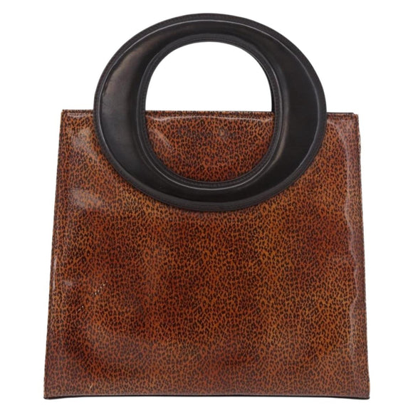 Christian Dior Hand Bag Leather Brown Silver Auth 185670V