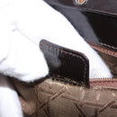 Christian Dior Hand Bag Leather Brown Silver Auth 185670V-23