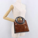 Christian Dior Hand Bag Leather Brown Silver Auth 185670V-24