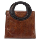 Christian Dior Hand Bag Leather Brown Silver Auth 185670V-3