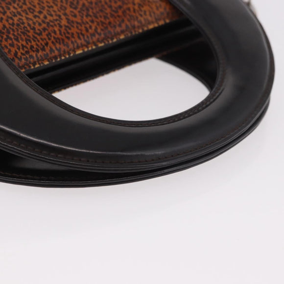 Christian Dior Hand Bag Leather Brown Silver Auth 185670V