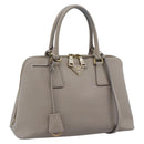 PRADA Galleria Hand Bag Saffiano leather 2way Gray Gold Auth 185671A-1