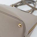 PRADA Galleria Hand Bag Saffiano leather 2way Gray Gold Auth 185671A-16
