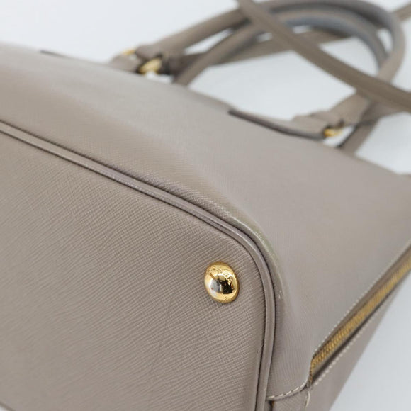 PRADA Galleria Hand Bag Saffiano leather 2way Gray Gold Auth 185671A