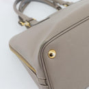 PRADA Galleria Hand Bag Saffiano leather 2way Gray Gold Auth 185671A-17