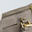 PRADA Galleria Hand Bag Saffiano leather 2way Gray Gold Auth 185671A-19