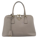 PRADA Galleria Hand Bag Saffiano leather 2way Gray Gold Auth 185671A-2