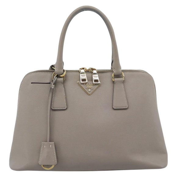 PRADA Galleria Hand Bag Saffiano leather 2way Gray Gold Auth 185671A