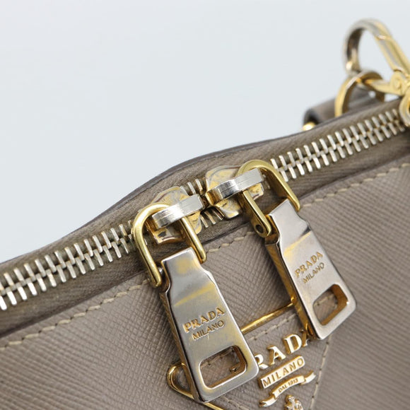 PRADA Galleria Hand Bag Saffiano leather 2way Gray Gold Auth 185671A