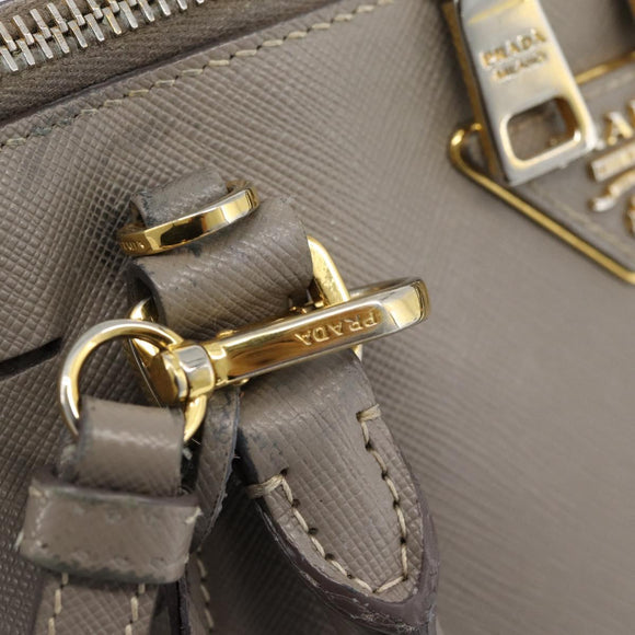 PRADA Galleria Hand Bag Saffiano leather 2way Gray Gold Auth 185671A