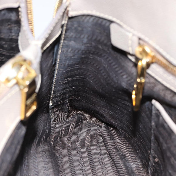 PRADA Galleria Hand Bag Saffiano leather 2way Gray Gold Auth 185671A