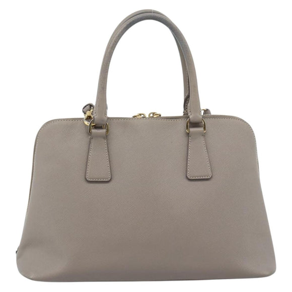 PRADA Galleria Hand Bag Saffiano leather 2way Gray Gold Auth 185671A