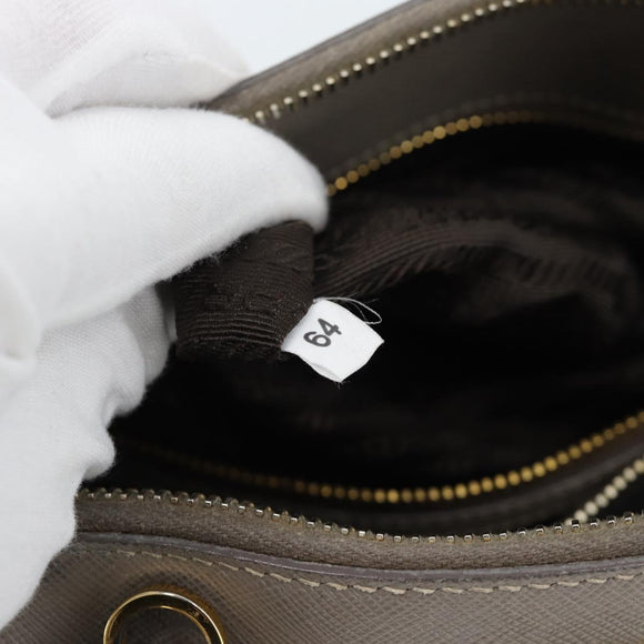 PRADA Galleria Hand Bag Saffiano leather 2way Gray Gold Auth 185671A