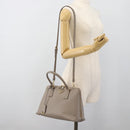 PRADA Galleria Hand Bag Saffiano leather 2way Gray Gold Auth 185671A-35