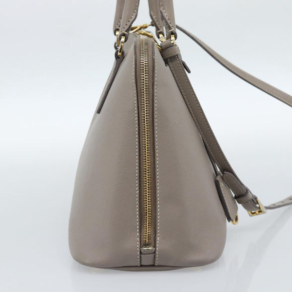 PRADA Galleria Hand Bag Saffiano leather 2way Gray Gold Auth 185671A