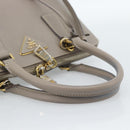 PRADA Galleria Hand Bag Saffiano leather 2way Gray Gold Auth 185671A-7