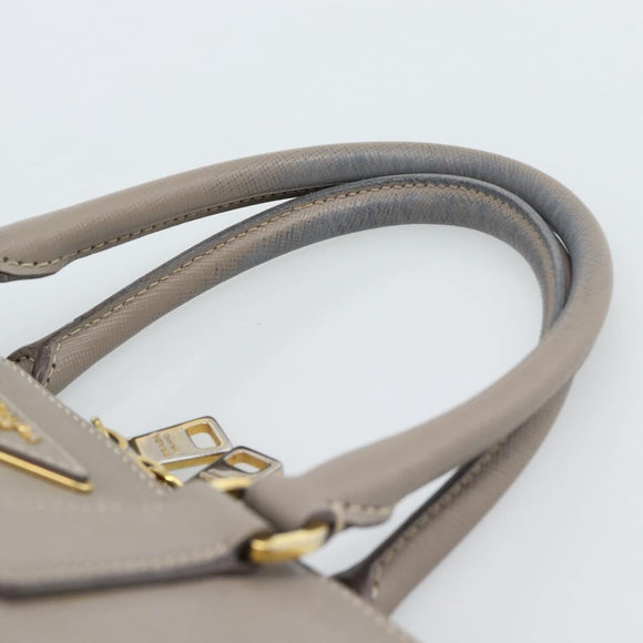 PRADA Galleria Hand Bag Saffiano leather 2way Gray Gold Auth 185671A