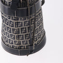 FENDI Zucchino Canvas Geldbörse Umhängetasche Navy Silber Auth 185672A-9