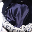 FENDI Zucchino Canvas Geldbörse Umhängetasche Navy Silber Auth 185672A-10