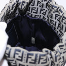 FENDI Zucchino Canvas Geldbörse Umhängetasche Navy Silber Auth 185672A-20