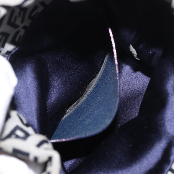 FENDI Zucchino Canvas Geldbörse Umhängetasche Navy Silber Auth 185672A