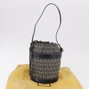 FENDI Zucchino Canvas Geldbörse Umhängetasche Navy Silber Auth 185672A-12