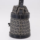 FENDI Zucchino Canvas Geldbörse Umhängetasche Navy Silber Auth 185672A-3