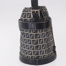 FENDI Zucchino Canvas Geldbörse Umhängetasche Navy Silber Auth 185672A-4